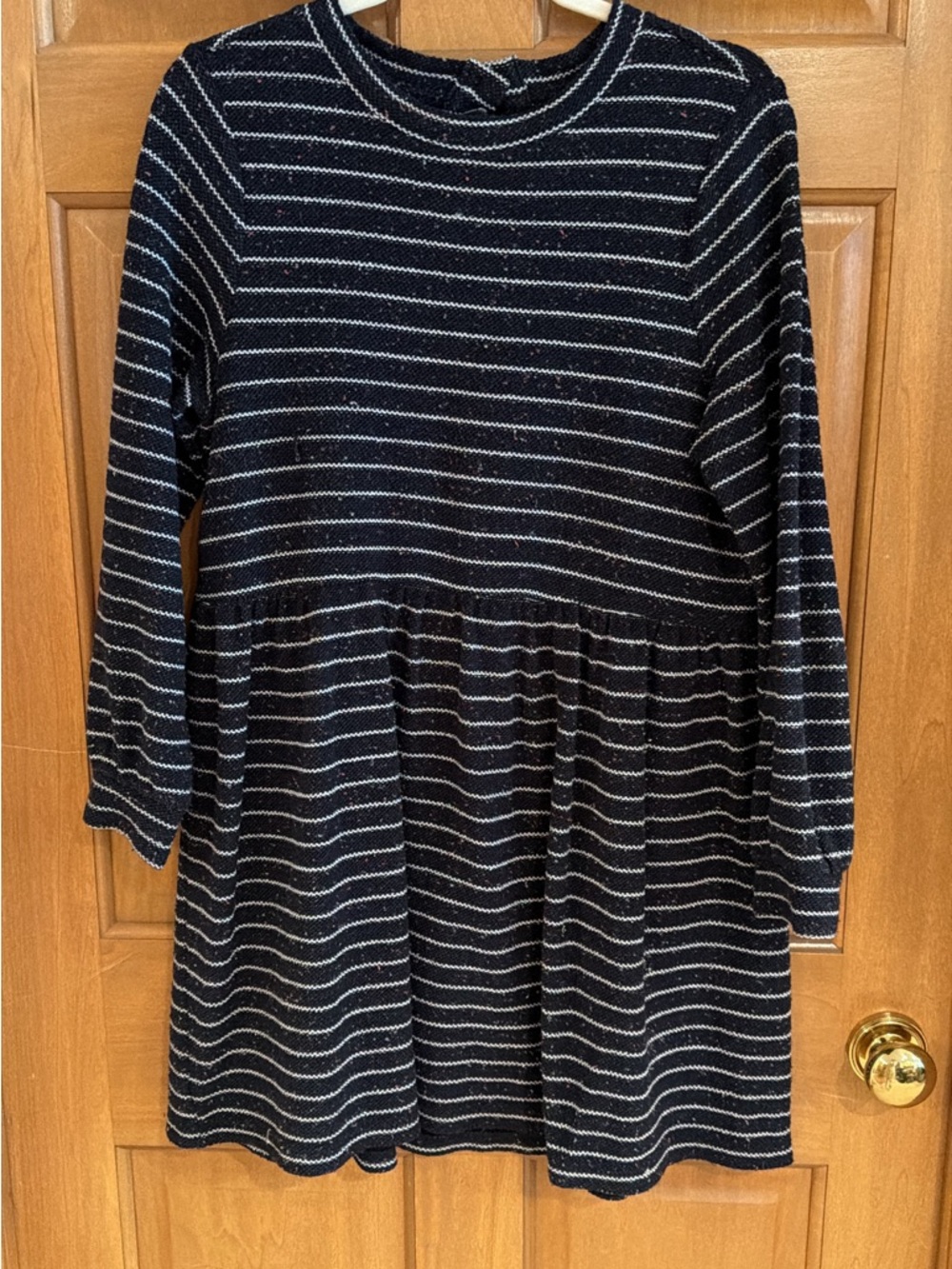 LOFT Navy and White Striped Long-Sleeve Casual Dress